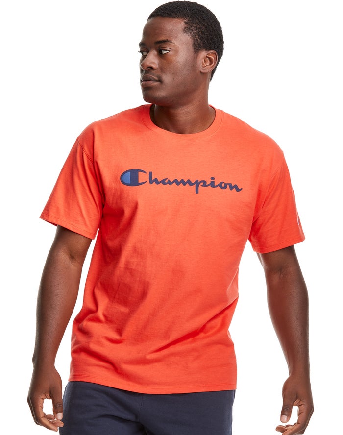 Champion Classic Jersey Script Logo - Miesten Oranssi T-Paita - Suomi 9847612-HM